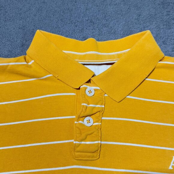 Aeropostale Mens Yellow Polo Shirt Cotton Horizontal Striped Embroidered Logo XL - Picture 3 of 16